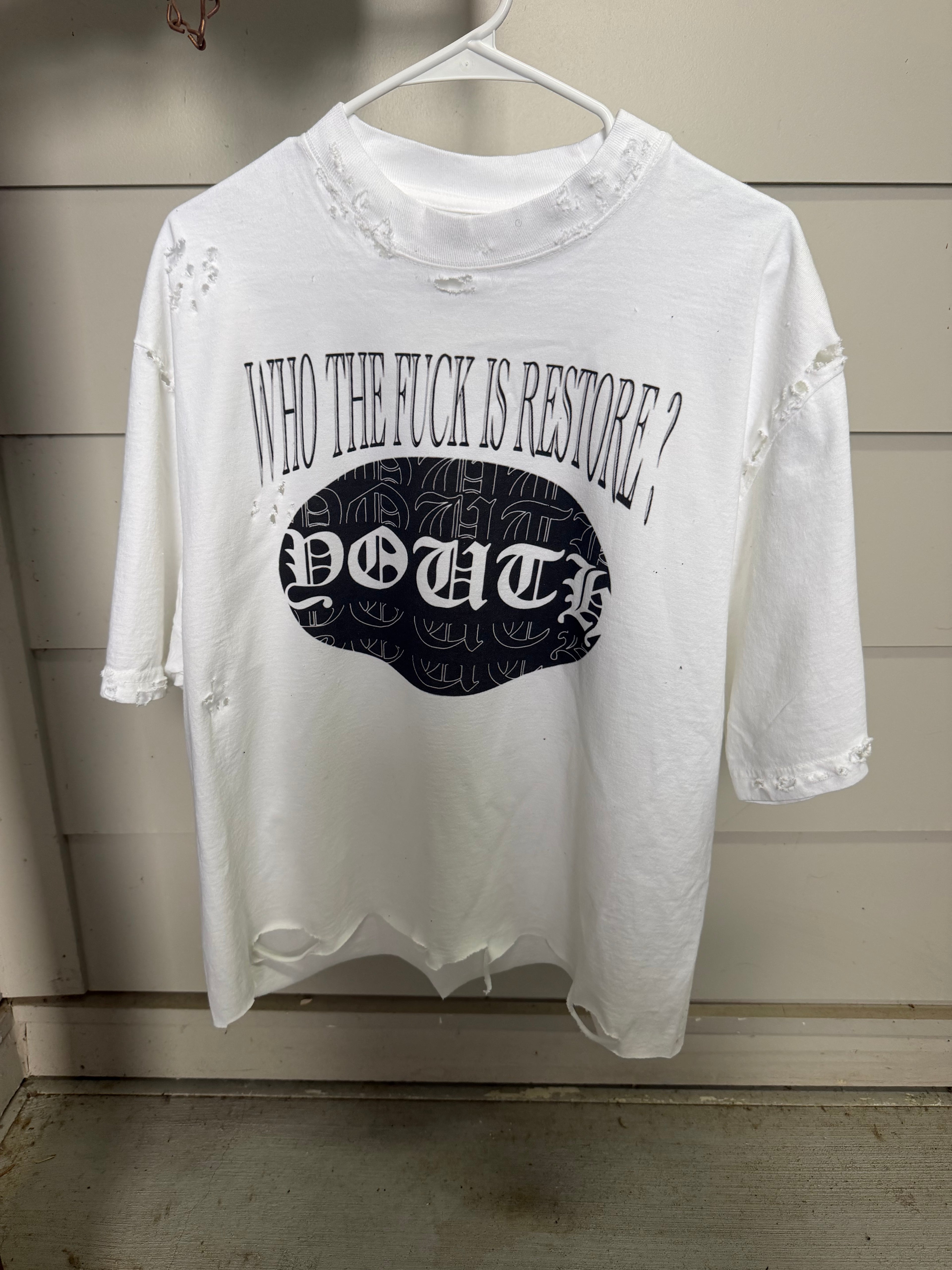 WHITE RESTORE”WTFI” TEE
